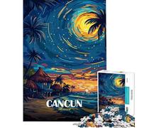 Teenagers 1000 Piece Jigsaw Puzzle Cancun Mexico Tropical Beach Night Teenager Puzzles DIY Toys Difficult Challenge Fun at Home Activities, (Size 75x50cm)