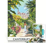 Teenagers 1000 Piece Jigsaw Puzzle Canterbury Garden Scene Clean Edge Game Cognitive Teaser Toy Idle Play Game Xmas Decor Gift (38x26cm)