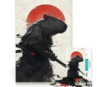 Teenagers 1000 Piece Jigsaw Puzzle Capybara Samurai Japan Clean Edge Game Cognitive Teaser Toy Idle Play Game Xmas Decor Gift (38x52cm)