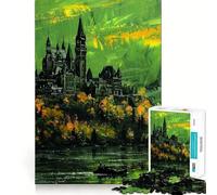 Teenagers 1000 Piece Jigsaw Puzzle Castle on An Island Clean Edge Game Cognitive Teaser Toy Idle Play Game Xmas Decor Gift (38x52cm)