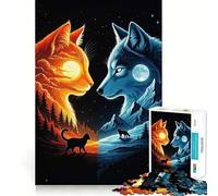 Teenagers 1000 Piece Jigsaw Puzzle Cat And Wolf Duality Clean Edge Game Cognitive Teaser Toy Idle Play Game Xmas Decor Gift (50x75cm)
