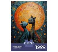 Teenagers 1000 Piece Jigsaw Puzzle Cat Love Under The Moon Jigsaws for Adults Fun Games But Fun And Humorous Unique Birthday And Xmas Gifts 38x26cm/1000pcs