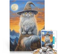 teenagers 1000 Piece Jigsaw Puzzle cat persian and moon pädagogische Herausforderung Geeignet für die Schreibtischdekoration52x38cm