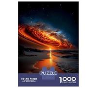Teenagers 1000 Piece Jigsaw Puzzle Celestial Firestorm at Sunset - Cosmic Galaxy Over Ocean Jigsaw Puzzle Family Games A Work of Art Unique Birthday And Xmas Gifts 70x50cm/1000pcs