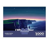 Teenagers 1000 Piece Jigsaw Puzzle Cliffs of Moher, Ireland at Night Adult Jigsaw Puzzle Brain Teaser Game Perfect Decoration Christmas Birthday Gifts 38x26cm/1000pcs