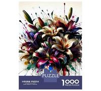 Teenagers 1000 Piece Jigsaw Puzzle Colorful Lily Bouquet Art Print Puzzles for Adults Relax Games Pattern Assembly Fun at Home Activities, 38x26cm/1000pcs