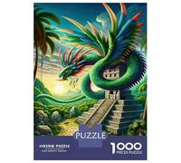 Teenagers 1000 Piece Jigsaw Puzzle Colorful Mythical Dragon Artwork Puzzles for Adults Relax Games Pattern Assembly Fun at Home Activities, 52x38cm/1000pcs