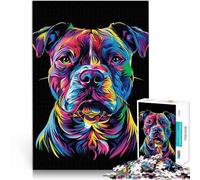 teenagers 1000 Piece Jigsaw Puzzle Colorful Pitbull Dog Pit Bull DIY-Spielzeug Heimdekoration Spielzeug52x38cm
