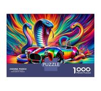 Teenagers 1000 Piece Jigsaw Puzzle Colorful Snake Art Print-1 Jigsaw Puzzle Family Games A Work of Art Unique Birthday And Xmas Gifts 38x26cm/1000pcs