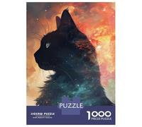 Teenagers 1000 Piece Jigsaw Puzzle Cosmic Cat Silhouette Puzzles for Adults Relax Games Pattern Assembly Fun at Home Activities, 70x50cm/1000pcs