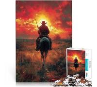 teenagers 1000 Piece Jigsaw Puzzle Cowboy in the desert Stress Reliever Difficult Challenge Artists Collection, Fine Art 50x70cm