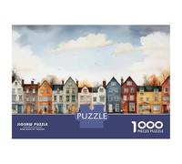 Teenagers 1000 Piece Jigsaw Puzzle Cozy Row Houses for Sale Puzzles for Adults Relax Games Pattern Assembly Fun at Home Activities, 38x26cm/1000pcs