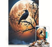 Teenagers 1000 Piece Jigsaw Puzzle Crow Gazes at The Moon, Relaxing Games, Difficult And Challenge, Birthday Present, Gifts, 38x52cm