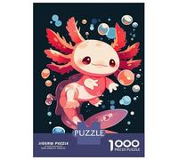 Teenagers 1000 Piece Jigsaw Puzzle Cute Axolotl with Bubbles Jigsaw for Adults Toy Wall Decor For Family Fun Challenging Game Gifts 38x26cm/1000pcs
