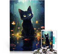teenagers 1000 Piece Jigsaw Puzzle Cute Black Cat in a Forest Hands-on-Spiel Künstlersammlung, Bildende Kunst75x50cm