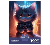 Teenagers 1000 Piece Jigsaw Puzzle Cute Black Grey Light Cat Puzzle for Adults Family Games Difficult Hard Christmas Birthday Gifts 70x50cm/1000pcs