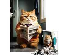 Teenagers 1000 Piece Jigsaw Puzzle Cute Orange Fat Cat Fun Games for Educational Game Challenge Toy Gifts For Birthdays Stress Reliever (Size 50x75cm)