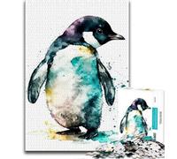 Teenagers 1000 Piece Jigsaw Puzzle Cute Watercolour Penguin Toys Educational Games Difficult Hard Anti-Stress Toys (size 50x75cm)