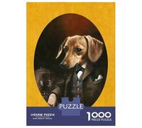 Teenagers 1000 Piece Jigsaw Puzzle Dachshund Gentleman On Gold Jigsaw for Adults Toy Wall Decor For Family Fun Challenging Game Gifts 52x38cm/1000pcs