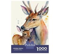 Teenagers 1000 Piece Jigsaw Puzzle Deer Mother And Deer Baby Teenager Puzzles Brain Teaser Game Difficult Hard Challenging Game Gifts 38x26cm/1000pcs