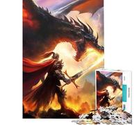 Teenagers 1000 Piece Jigsaw Puzzle Dragon Knight Educational Challenge Analysis And Logic Toy Wall Decor for And from 14 Years And over (38x52cm)