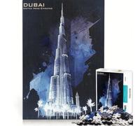 Teenagers 1000 Piece Jigsaw Puzzle Dubai at Night Poster Art, Relaxing Games, Difficult And Challenge, Birthday Present, Gifts, 38x52cm
