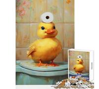 Teenagers 1000 Piece Jigsaw Puzzle Duck on Toilet with Tissue Topper Impossible Game Perfect Decoration Educational Toy Stress Reduction Gifts (38x26cm)
