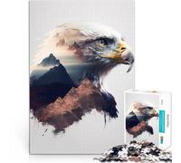 teenagers 1000 Piece Jigsaw Puzzle eagle double exposure Pädagogisches Familienspiel Geburtstagsgeschenk, Geschenke, Wandkunst52x38cm