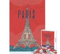 Teenagers 1000 Piece Jigsaw Puzzle Eiffel Tower Paris Educational Game Improve Memory Educational Toy Decompressing Intellectual (38x26cm)