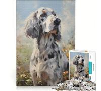 Teenagers 1000 Piece Jigsaw Puzzle English Setter, Educational Game, Difficult Hard, Birthday Present,Travel Gifts, 38x26cm