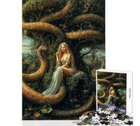Teenagers 1000 Piece Jigsaw Puzzle Eve And Serpent in Eden Garden Allegory Impossible Game Analysis And Logic Home Decoration Toys Stress Reduction Gifts (38x52cm)