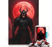 Teenagers 1000 Piece Jigsaw Puzzle Evil Warrior with Red Moon, Educational Games, Wall Decoration, for Is Ideal As A Gift 38x26cm