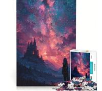 Teenagers 1000 Piece Jigsaw Puzzle Fantasy Castle Under Starry Sky, Educational Game, Difficult Hard, Birthday Present,Travel Gifts, 38x52cm