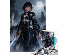 Teenagers 1000 Piece Jigsaw Puzzle Female Warrior with Dual Swords Relax Games for Educational Game Challenge Toy Birthday Gifts Enhance Memory (Size 38x52cm)