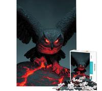 Teenagers 1000 Piece Jigsaw Puzzle Fiery Owl Perched on Lava Rock Difficult And Challenge Analysis And Logic Hands-on Game for And from 14 Years And over (50x75cm)
