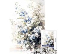 Teenagers 1000 Piece Jigsaw Puzzle Flower Blue White Forget Me Not Jigsaw for Teenagers Precision Cutting Difficult And Challenge Learning Educational Toys (50x75cm)