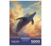 Teenagers 1000 Piece Jigsaw Puzzle Flying Whale Shark Puzzles for Adults Relax Games Pattern Assembly Fun at Home Activities, 38x26cm/1000pcs