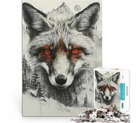 teenagers 1000 Piece Jigsaw Puzzle Fox Double Exposure Nature Entspannungsspiele Geschenke für Freunde und Familie38x26cm
