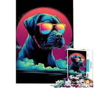 Teenagers 1000 Piece Jigsaw Puzzle French Bulldog Miami Vice for Educational Game Toy Intellectual Game Great Gifts for Games Birthday Present (Size 75x50cm)