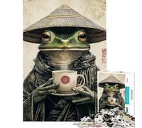 Teenagers 1000 Piece Jigsaw Puzzle Frog in A Conical Hat Puzzle for Adults Hands-on Game Precision Cutting Fun Activities at Home (Size 38x52cm)