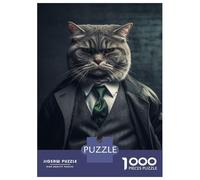 Teenagers 1000 Piece Jigsaw Puzzle Gangster Cat 1 Teenager Puzzles Brain Teaser Game Difficult Hard Challenging Game Gifts 52x38cm/1000pcs