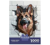 Teenagers 1000 Piece Jigsaw Puzzle German Shepherd Breaking Through Wall Teenager Puzzles Brain Teaser Game Difficult Hard Challenging Game Gifts 38x26cm/1000pcs