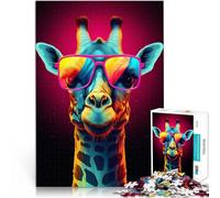 teenagers 1000 Piece Jigsaw Puzzle Giraffe Wearing Sunglasses Quiz game is ideal as a gift for the whole family 50x70cm