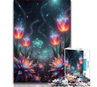 Teenagers 1000 Piece Jigsaw Puzzle Glowing Flowers in A Dreamy Landscape Toys Educational Games Difficult Hard Anti-Stress Toys (size 50x75cm)