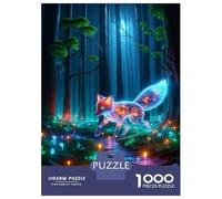 Teenagers 1000 Piece Jigsaw Puzzle Glowing Forest Fox Art Print Puzzles for Adults Relax Games Pattern Assembly Fun at Home Activities, 52x38cm/1000pcs