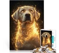 teenagers 1000 Piece Jigsaw Puzzle Golden Glow Labrador Retriever - Mystical Dog Art - Enchanted Canine Portrait Hands-on-Spiel Perfekte Dekoration75x50cm