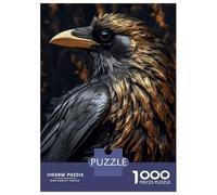 Teenagers 1000 Piece Jigsaw Puzzle Golden Raven in Black Teenager Puzzles Brain Teaser Game Difficult Hard Challenging Game Gifts 52x38cm/1000pcs