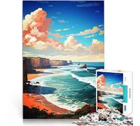 teenagers 1000 Piece Jigsaw Puzzle Great Ocean Road Oil Painting Lustige Spiele Geburtstagsgeschenk, Geschenke, Wandkunst52x38cm