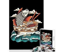 Teenagers 1000 Piece Jigsaw Puzzle Great Ramen Wave Toy Wall Decor Birthday Gifts for Educational Game Fun at Home Activities, Size 50x75cm