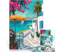 teenagers 1000 Piece Jigsaw Puzzle Greece Mykonos Summer Art DIY-Spielzeug Lustige Aktivitäten für zu Hause, Geburtstagsgeschenk, Reisegeschenk,38x26cm